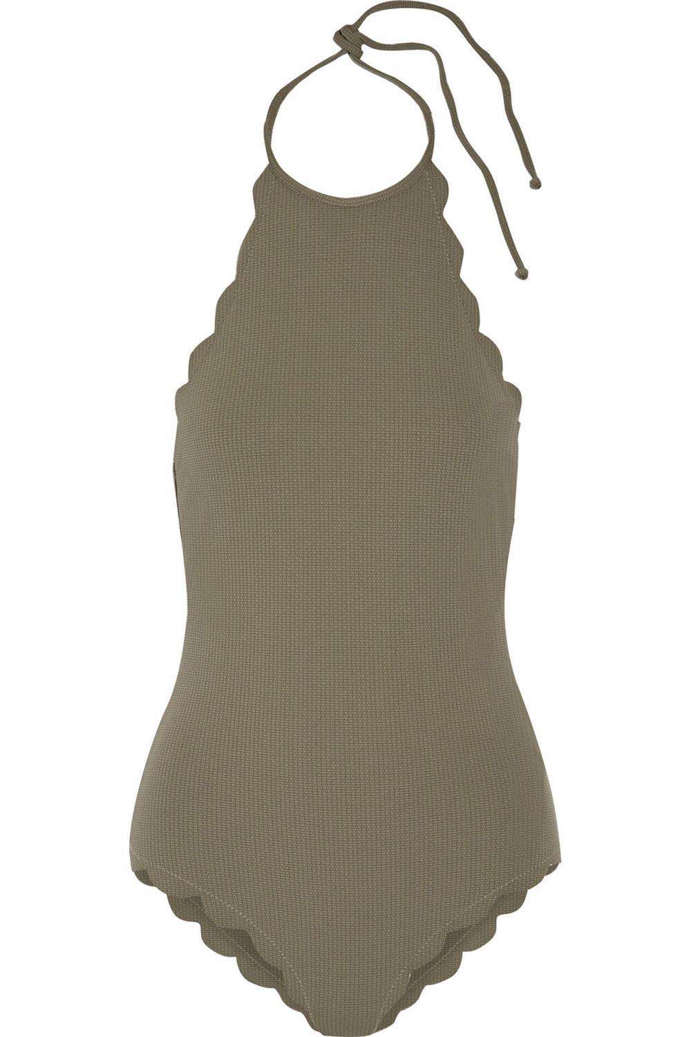 MARYSIA MOTT SCALLOPED HALTERNECK SWIMSUIT MEDIUM