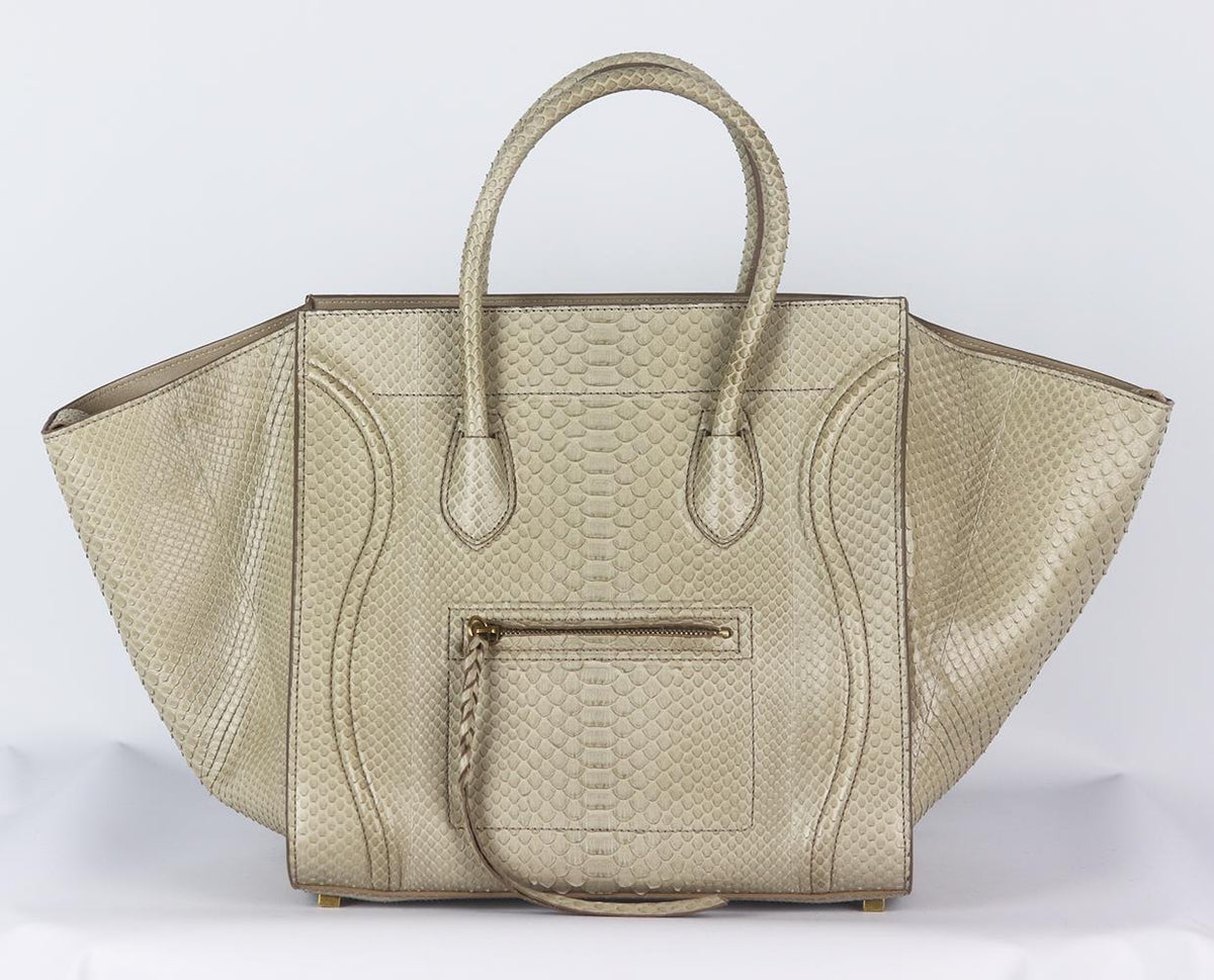 CELINE MEDIUM PYTHON PHANTOM LUGGAGE TOTE BAG
