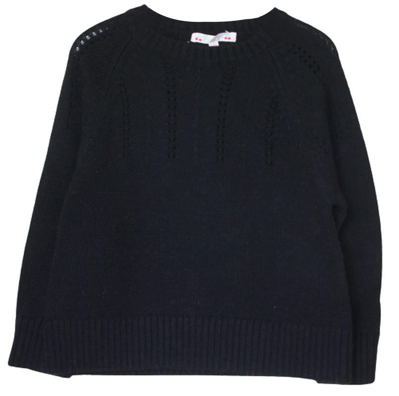 BONPOINT GIRLS BLACK WOOL SWEATER 4 YEARS