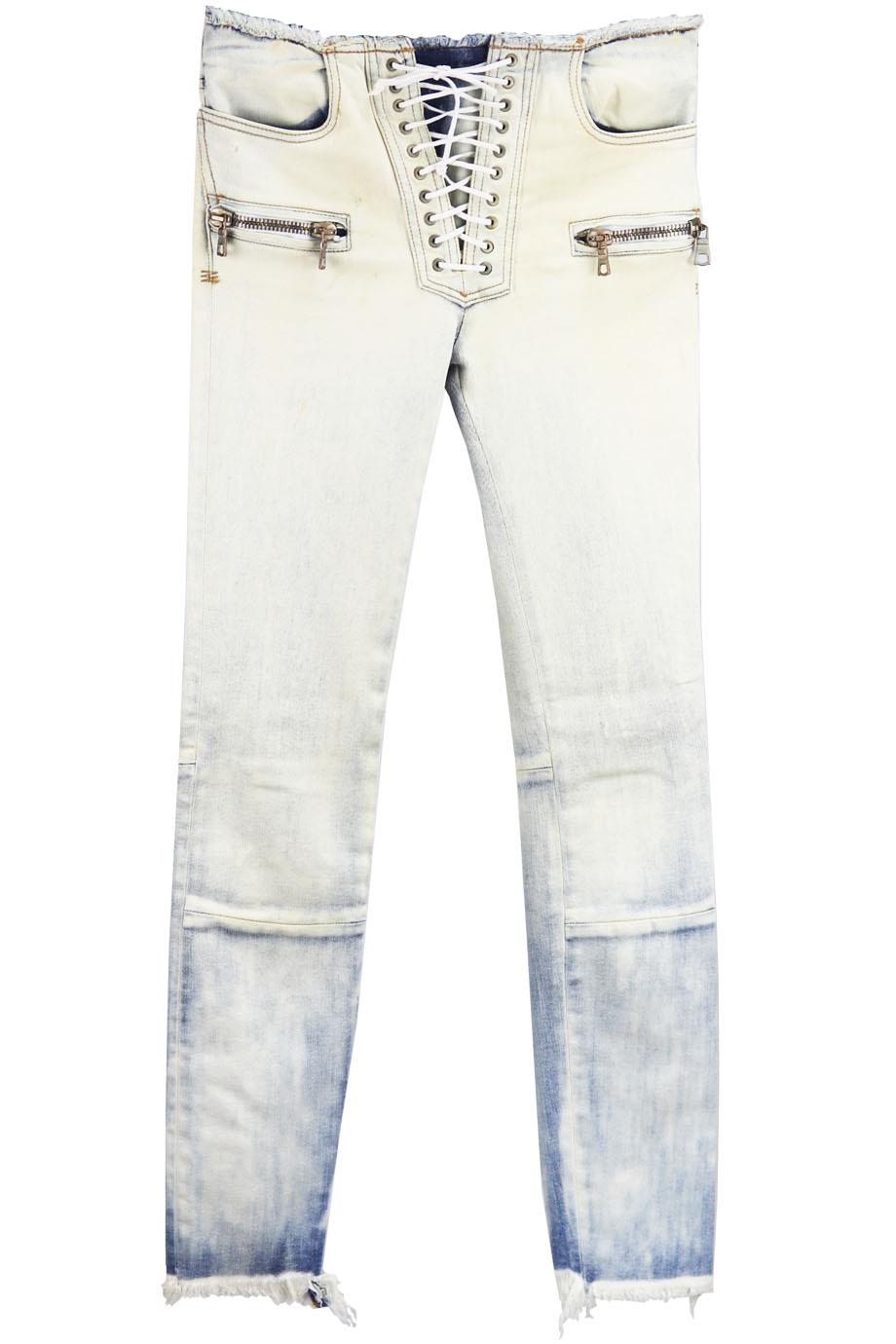 UNRAVEL PROJECT LACE UP DISTRESSED HIGH RISE SKINNY JEANS W25 UK 6/8
