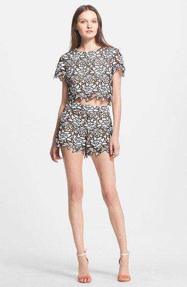 ALICE AND OLIVIA EVE EMBROIDERY LACE TOP SMALL/P