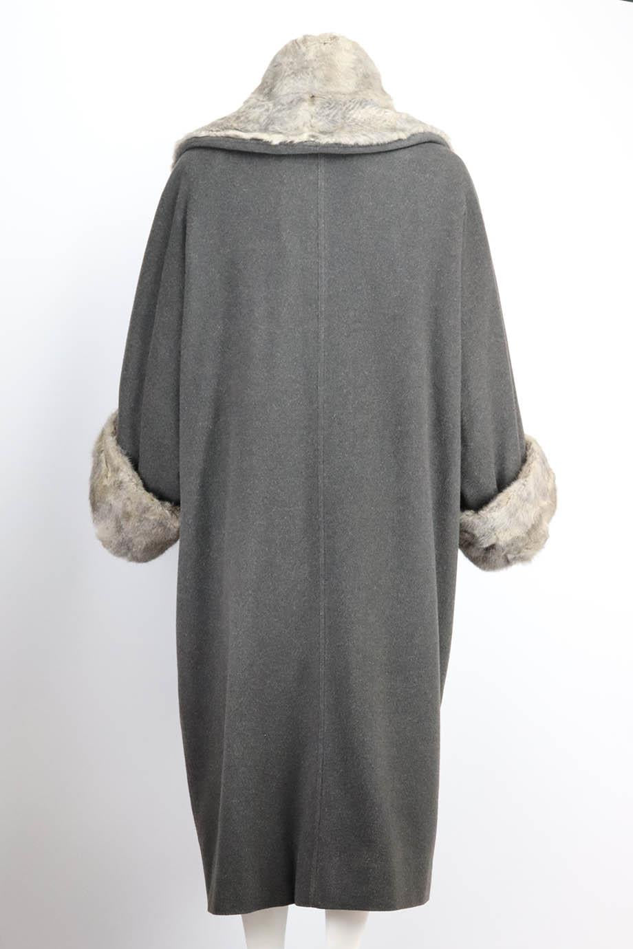 UNKNOWN BRAND FUR TRIMMED WOOL BLEND COAT ONE SIZE