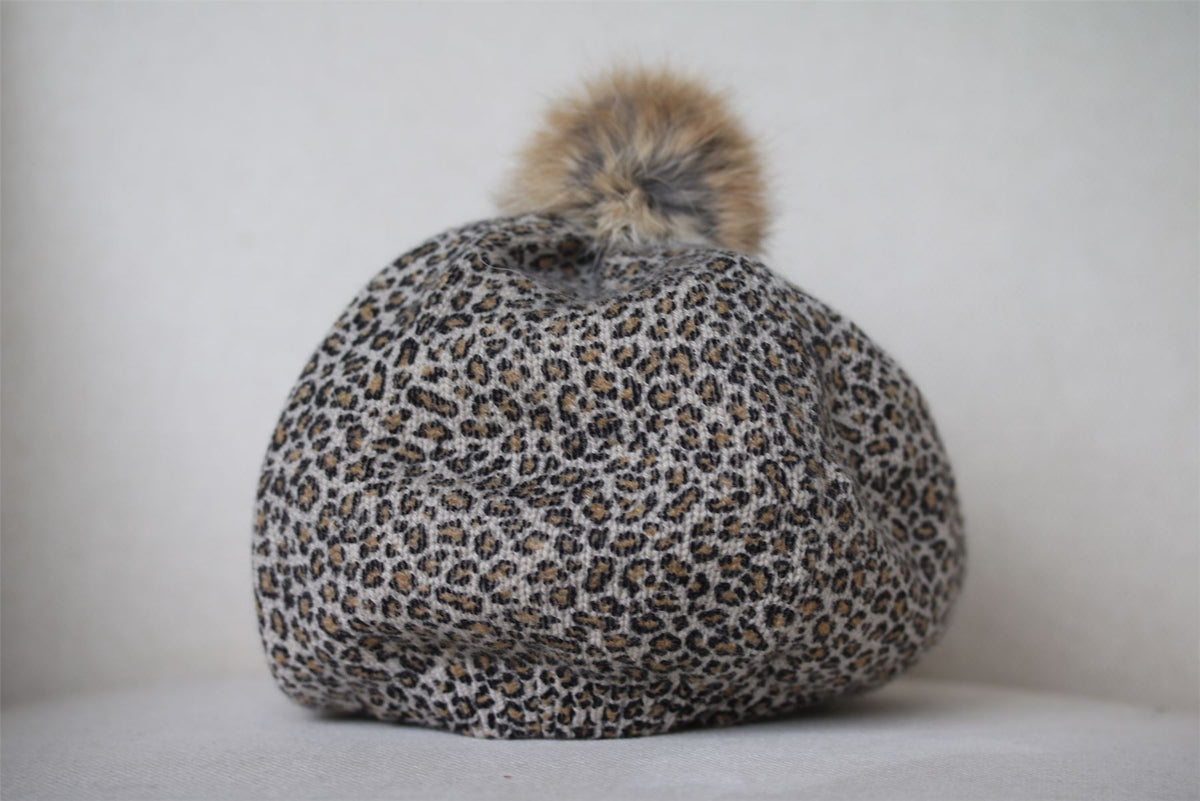 BONPOINT GIRLS ANIMAL PRINT CASHMERE BERET HAT 4 YEARS