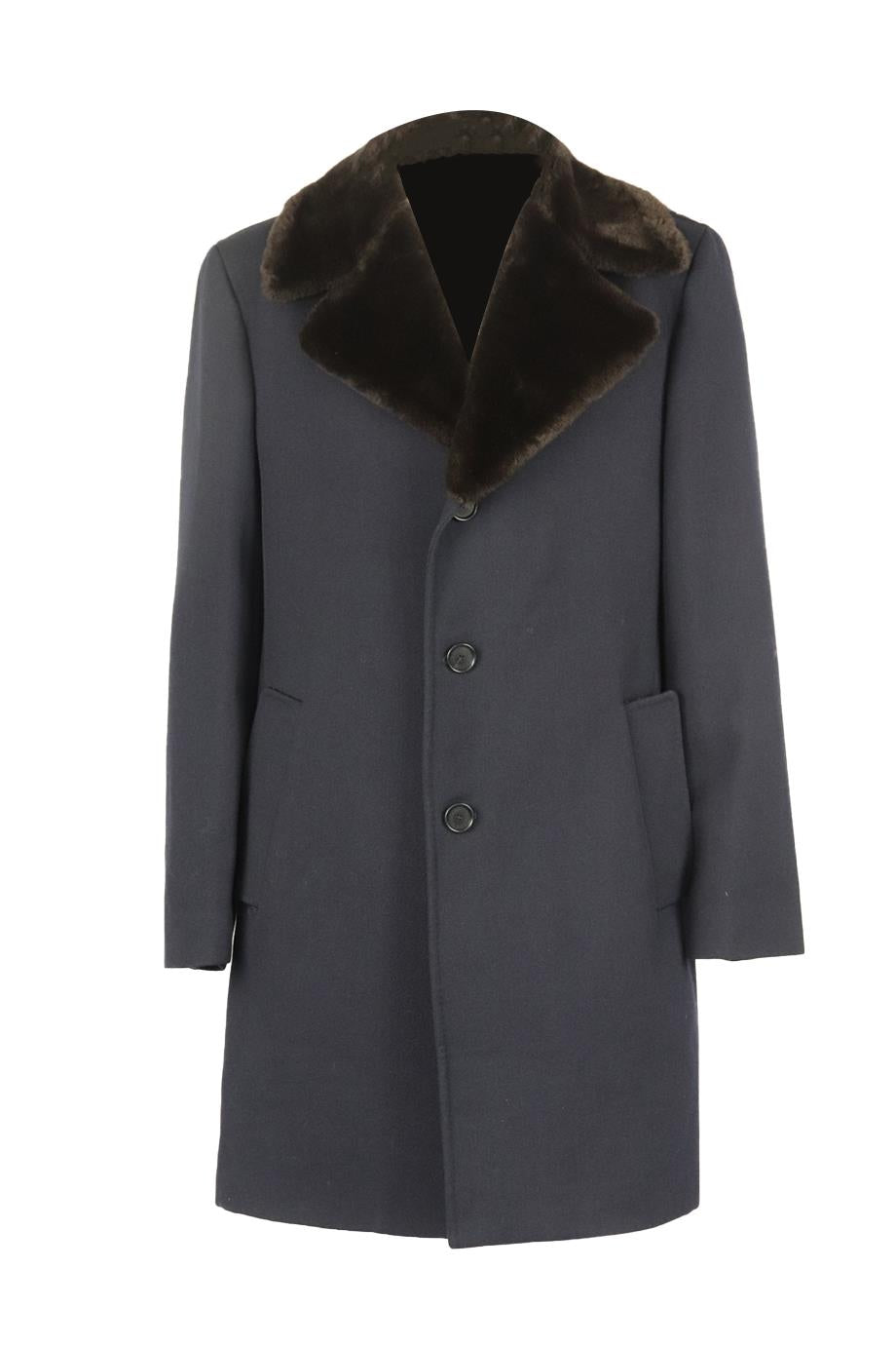 Shearling-trimmed wool-blend coat