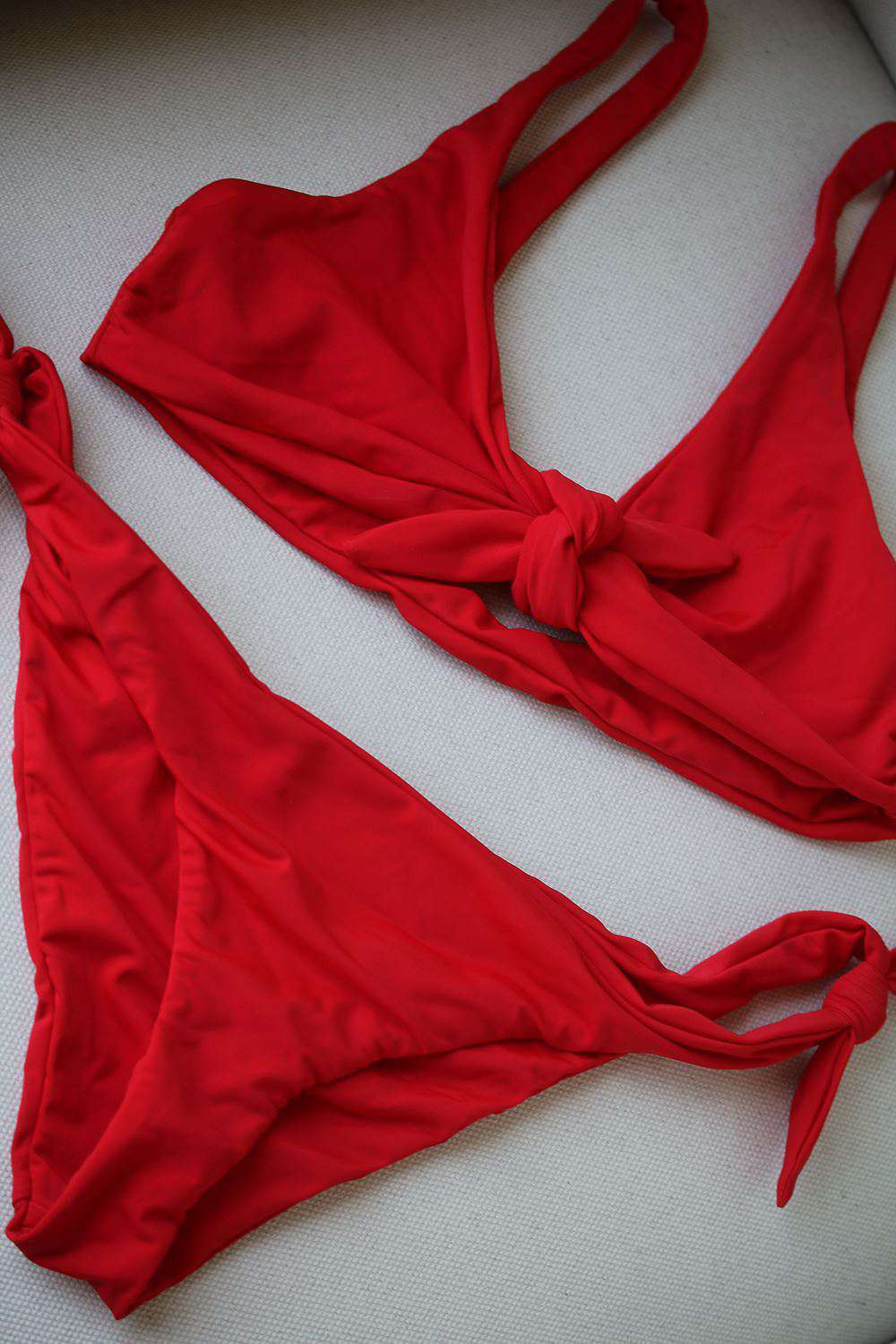 MARA HOFFMAN RIO RED TIE BIKINI LARGE