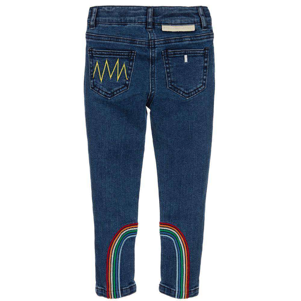 STELLA MCCARTNEY KIDS GIRLS BLUE DENIM RAINBOW SKINNY JEANS 4 YEARS