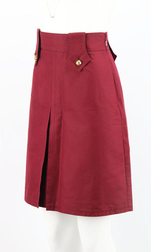 GUCCI BUTTON EMBELLISHED PLEATED COTTON SKIRT IT 44 UK 12
