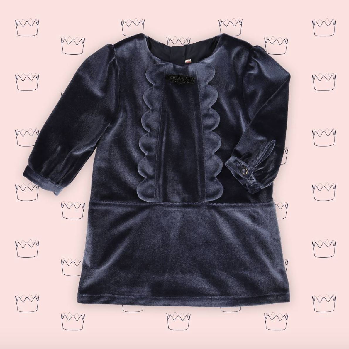 BILLIEBLUSH GIRLS NAVY BLUE VELVET DRESS 3 YEARS