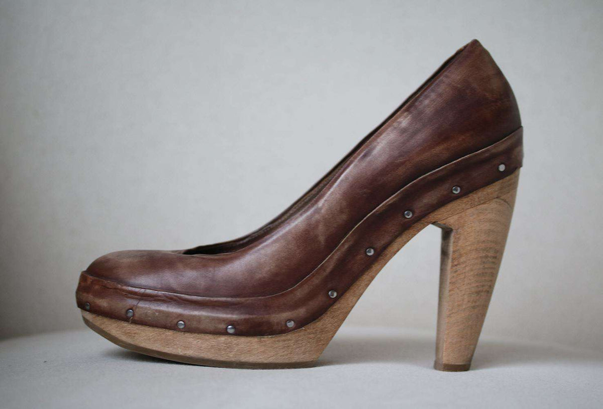 MARNI LEATHER BLOCK HEEL PUMPS EU 39 UK 6 US 9