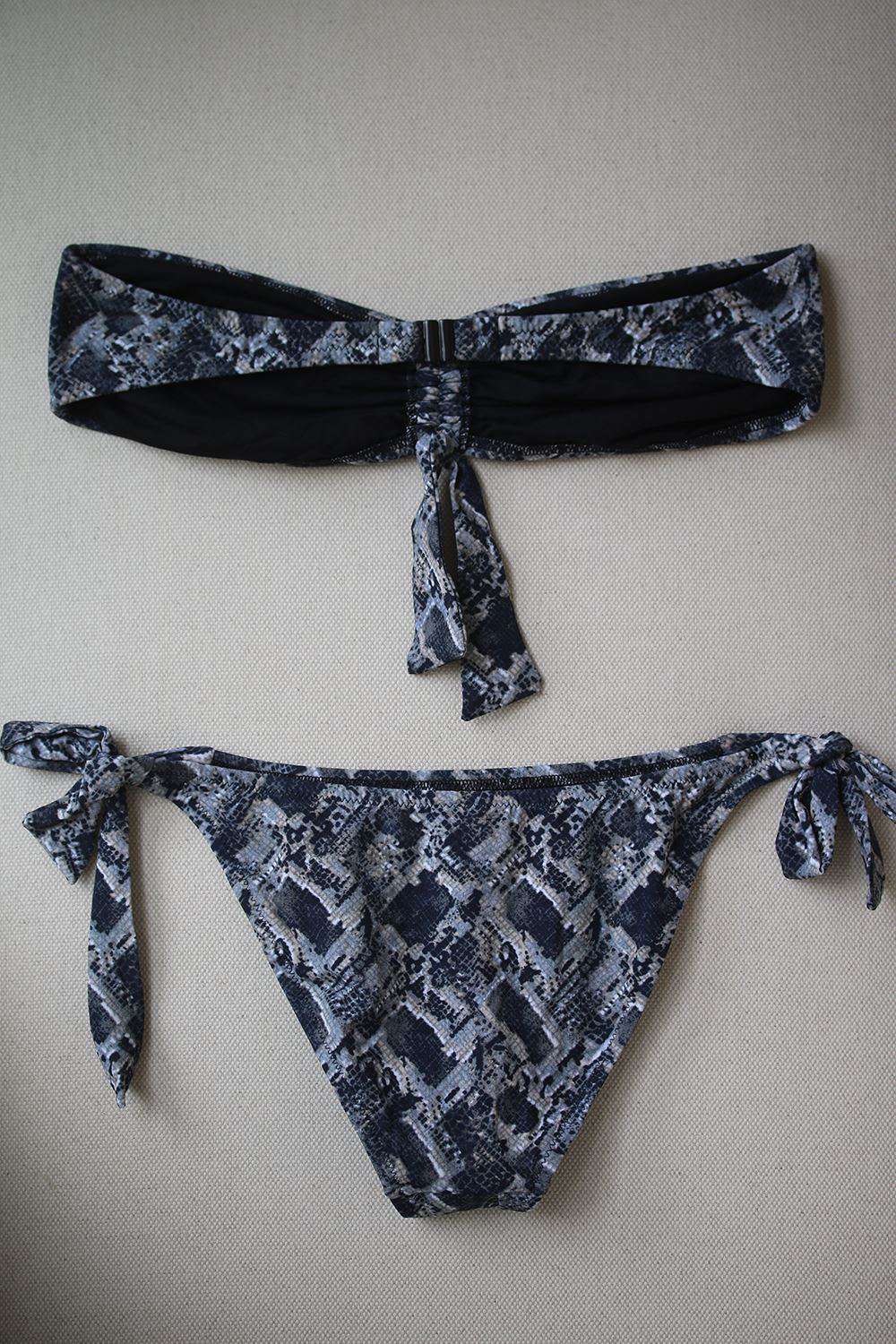 MELISSA ODABASH CAPRI SNAKESKIN PRINT BANDEAU BIKINI UK 10/12