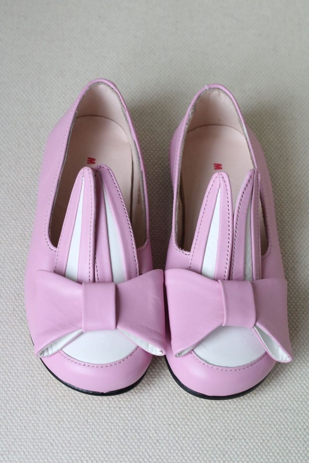 MINNA PARIKKA MINI BABY GIRLS PINK AND WHITE LEATHER BUNNY EARS SHOES EU 24 UK 6