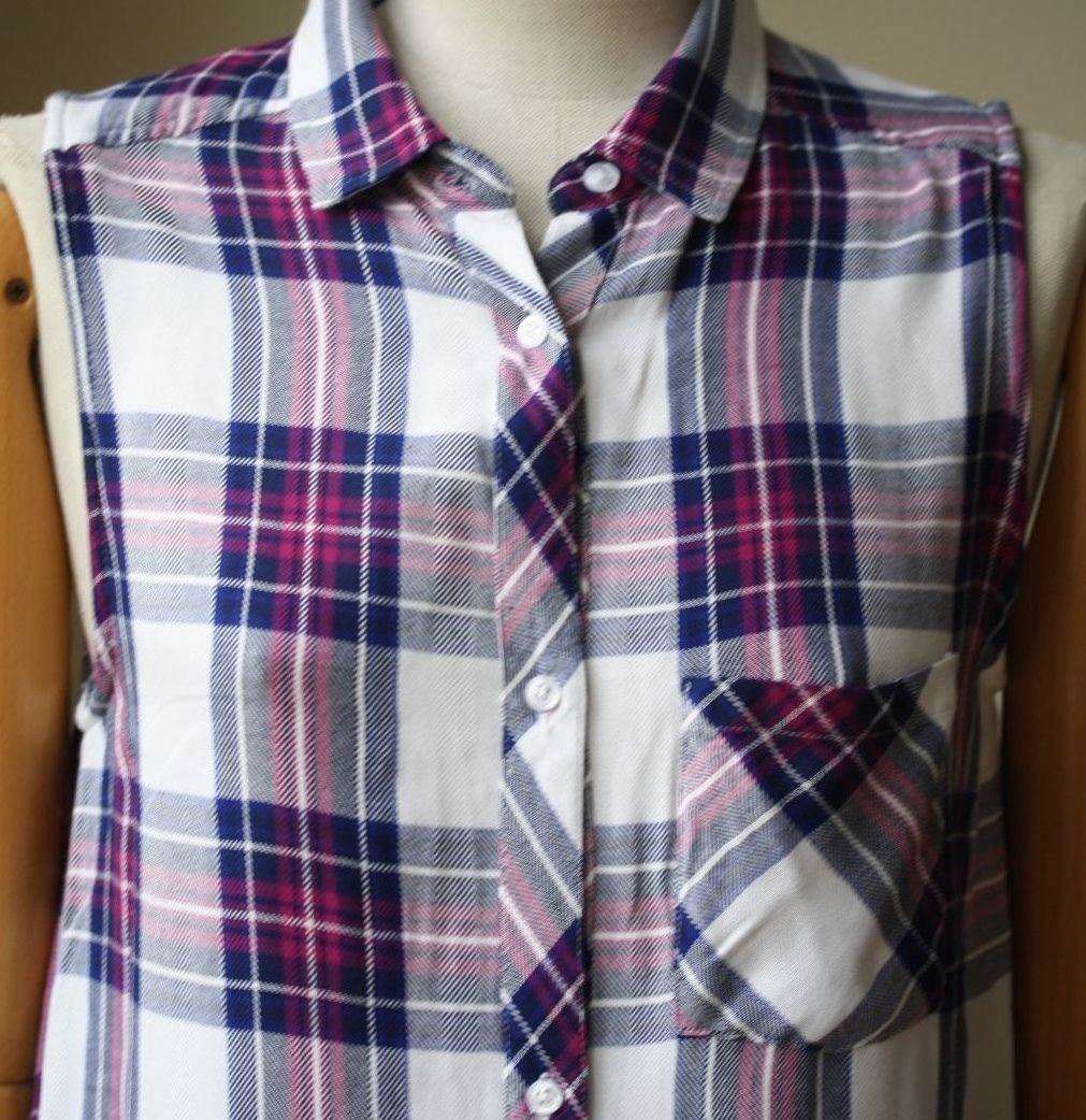 RAILS JORDYN PLAID SLEEVELESS HIGH-LOW SHIRT TUNIC DRESS MEDIUM