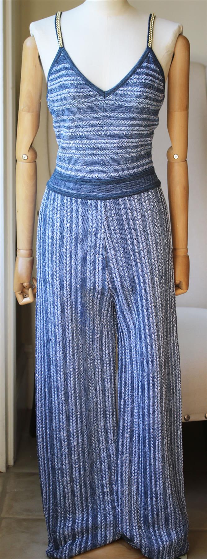 BALMAIN CHAIN TRIMMED STRETCH KNIT JUMPSUIT FR 40 UK 12