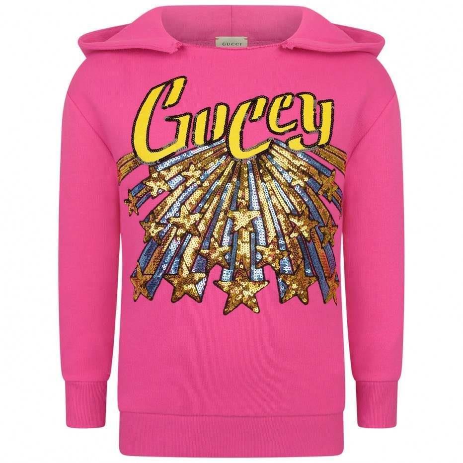 GUCCI KIDS GIRLS SEQUIN LOGO HOODIE 5 YEARS