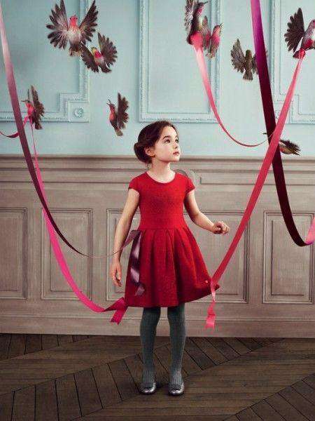 BABY DIOR RED SILK AND COTTON KNIT DRESS 18 MONTHS