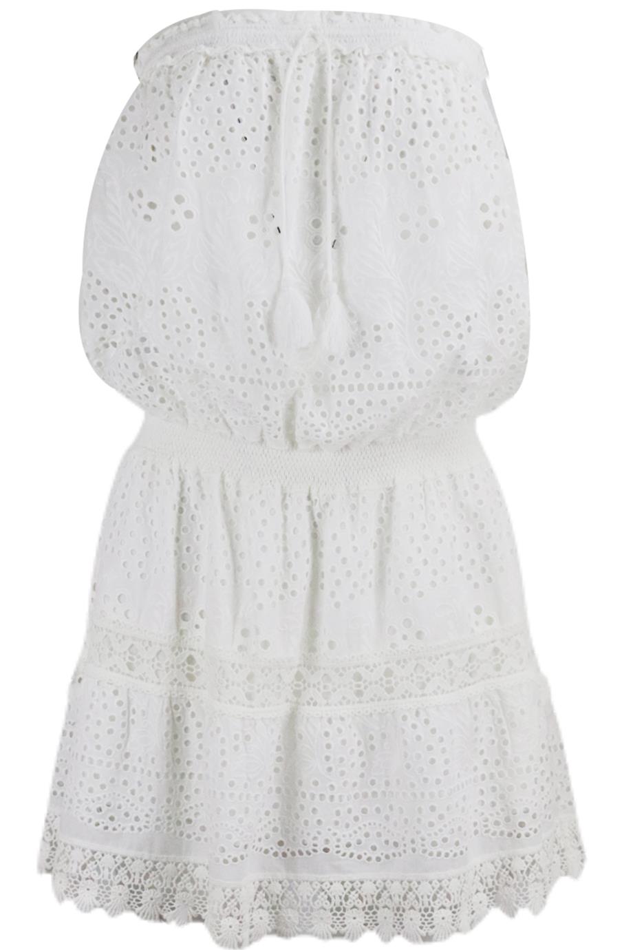 MELISSA ODABASH BANDEAU BRODERIE ANGLAISE COTTON MINI DRESS MEDUIM