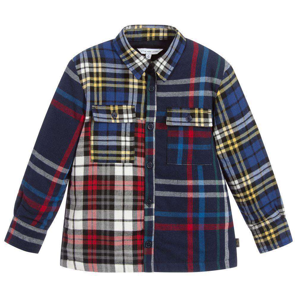 LITTLE MARC JACOBS KIDS BOYS CHECKED COTTON SHIRT 4 YEARS