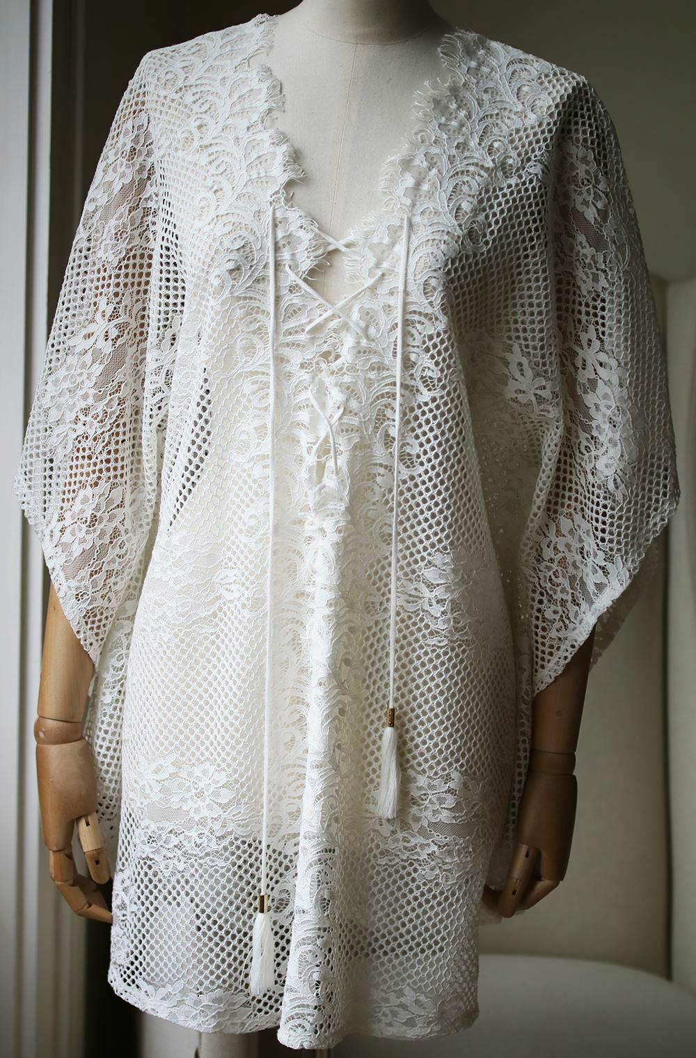 MELISSA ODABASH KATE COTTON BLEND LACE KAFTAN ONE SIZE