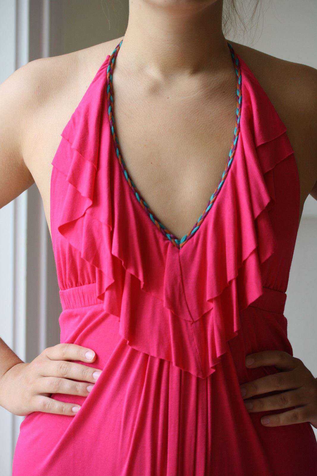 T BAGS FUSCHIA MAXI DRESS SMALL