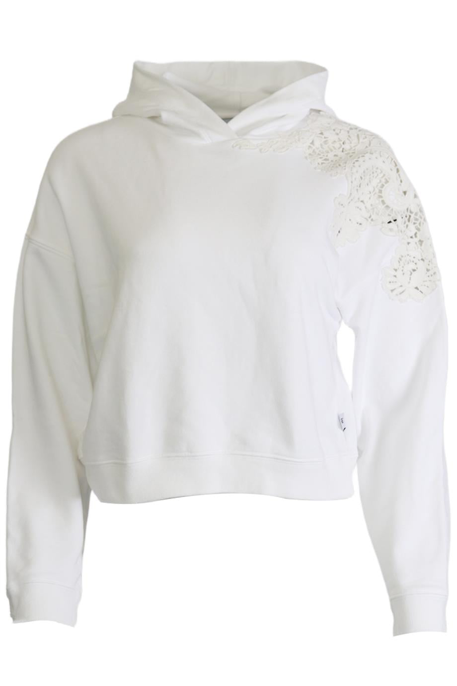 ERMANNO SCERVINO CROPPED COTTON JERSEY HOODIE SMALL