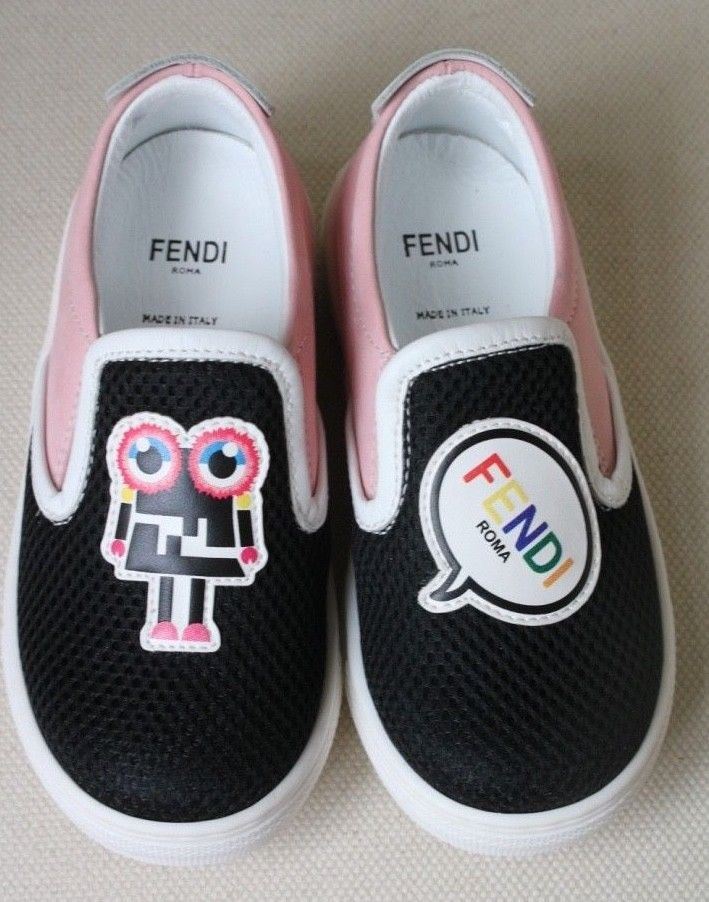 FENDI BABY GIRLS SILVER LOGO SHOES EU 25 UK 8