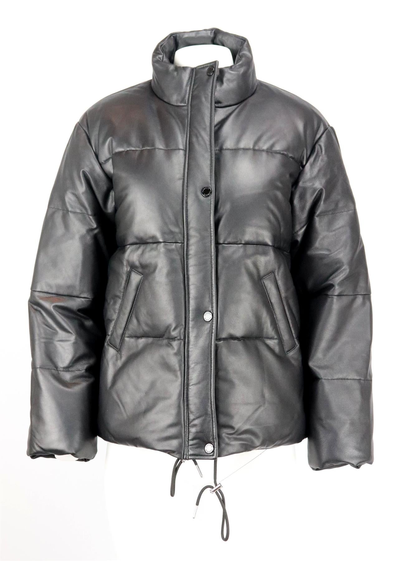 SANDRO QUILTED LEATHER DOWN JACKET FR 34 UK 6
