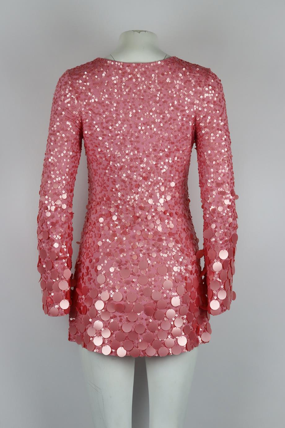 LOVESHACKFANCY SEQUINNED STRETCH JERSEY MINI DRESS XSMALL