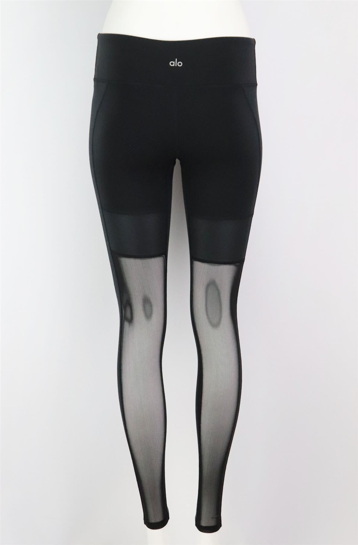 ALO YOGA MESH PANELLED LOW RISE STRETCH LEGGINGS SMALL nikkibradford