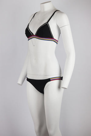 RYE SWIM SLICK STRIPED TRIANGLE BIKINI SMALL