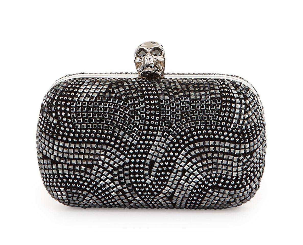 ALEXANDER MCQUEEN CLASSIC ART DECO CRYSTAL SKULL BOX CLUTCH