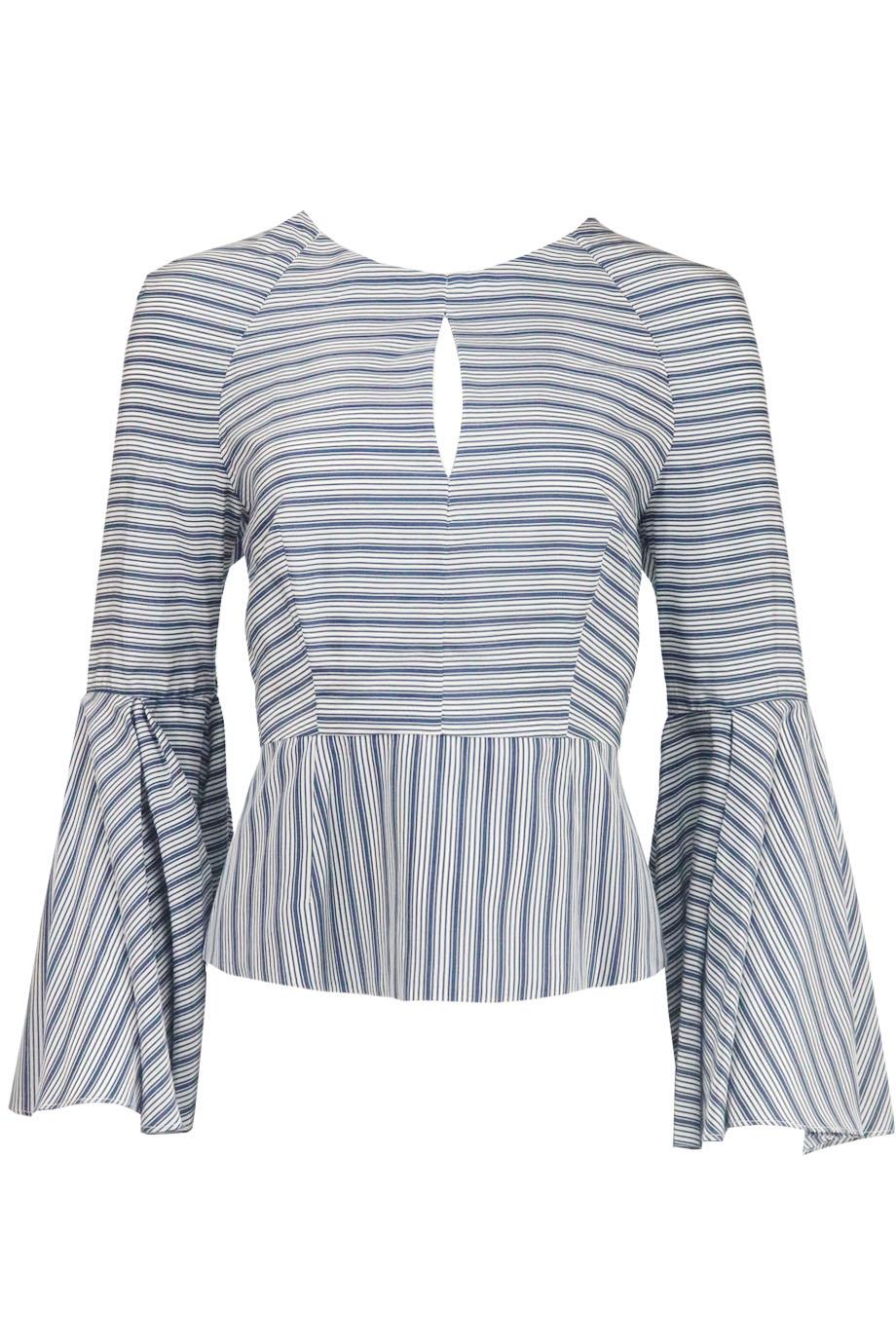 MILLY FLUTED STRIPED COTTON BLEND SHIRT US 10 UK 14