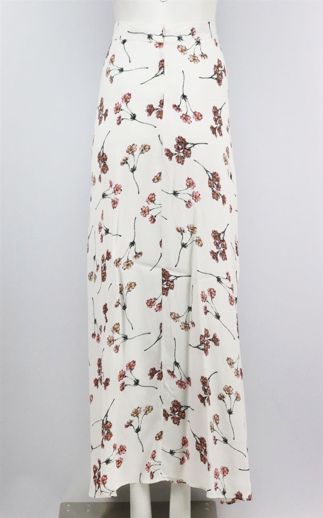 FLYNN SKYE WRAP EFFECT FLORAL PRINT CREPE MAXI SKIRT SMALL