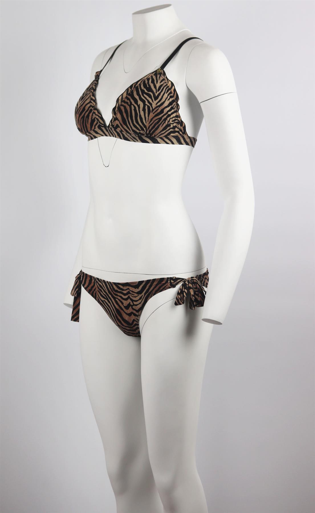 LOVE STORIES RUFFLE TRIMMED PRINTED TRIANGLE BIKINI UK 12