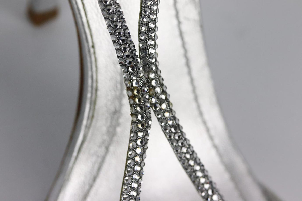 RENÉ CAOVILLA CRYSTAL EMBELLISHED LEATHER SANDALS EU 37.5 UK 4.5 US 7.5
