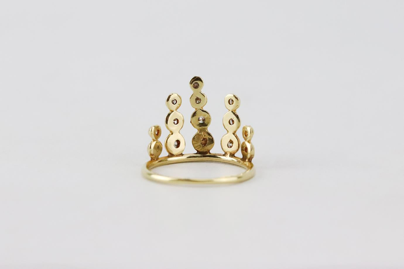 JACQUIE AICHE 14K YELLOW GOLD PAVE DIAMOND STACK RING 16 MM