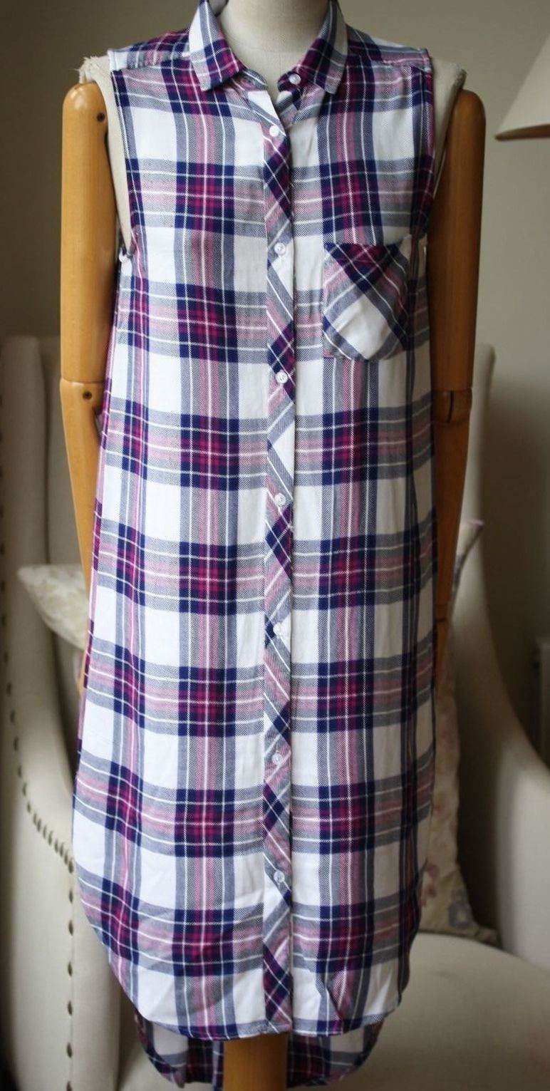 RAILS JORDYN PLAID SLEEVELESS HIGH-LOW SHIRT TUNIC DRESS MEDIUM