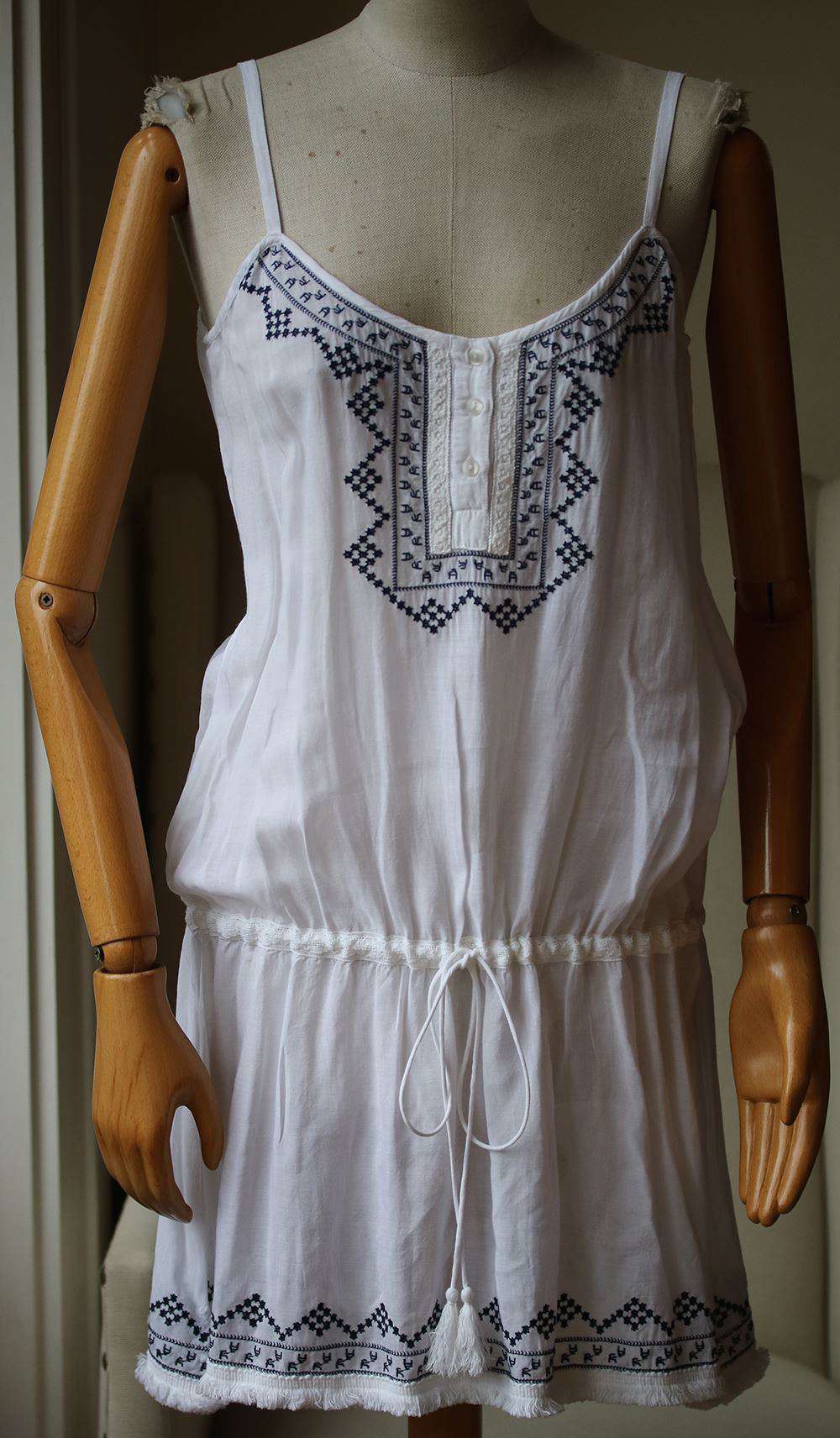 MELISSA ODABASH EMBROIDERED VOILE DRESS SMALL