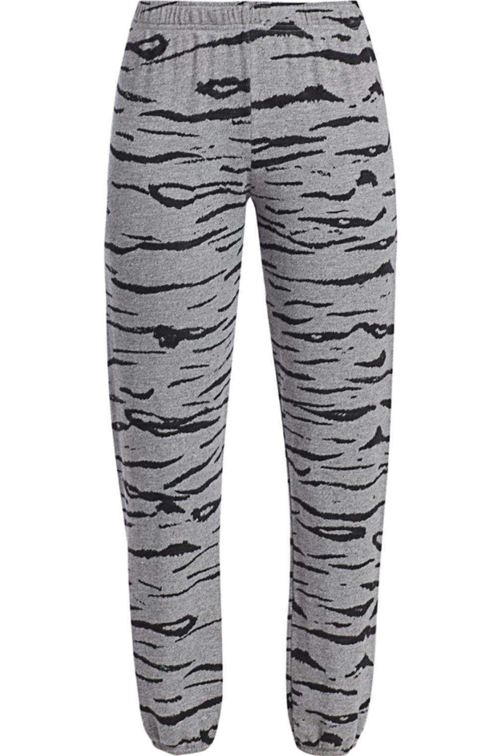 MONROW TIGER PRINT COTTON JERSEY SWEATPANTS MEDIUM
