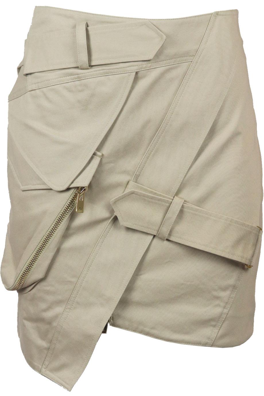 ALEXANDRE VAUTHIER ASYMMETRIC WRAP EFFECT COTTON TWILL MINI SKIRT FR 38 UK 10