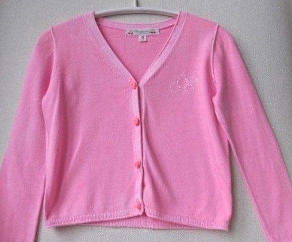 BONPOINT BABY NEON PINK COTTON CHERRIES CARDIGAN 3 YEARS