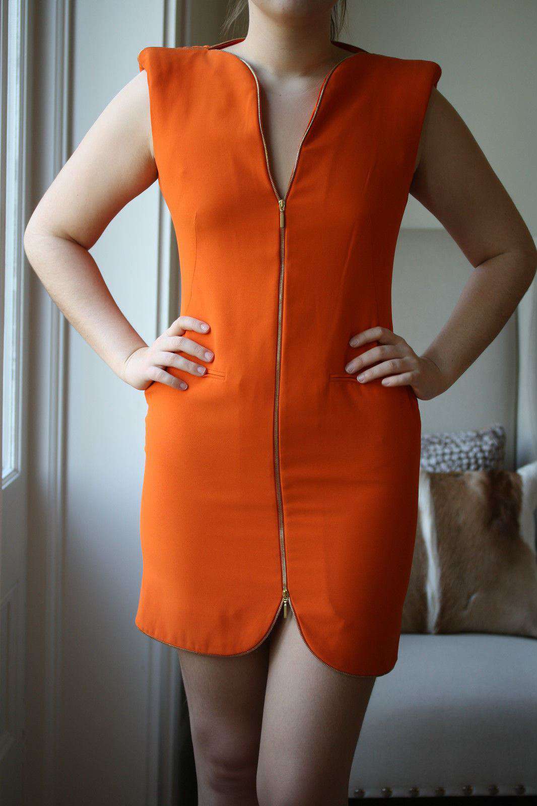 ALEXANDER MCQUEEN ORANGE CREPE DRESS UK 10