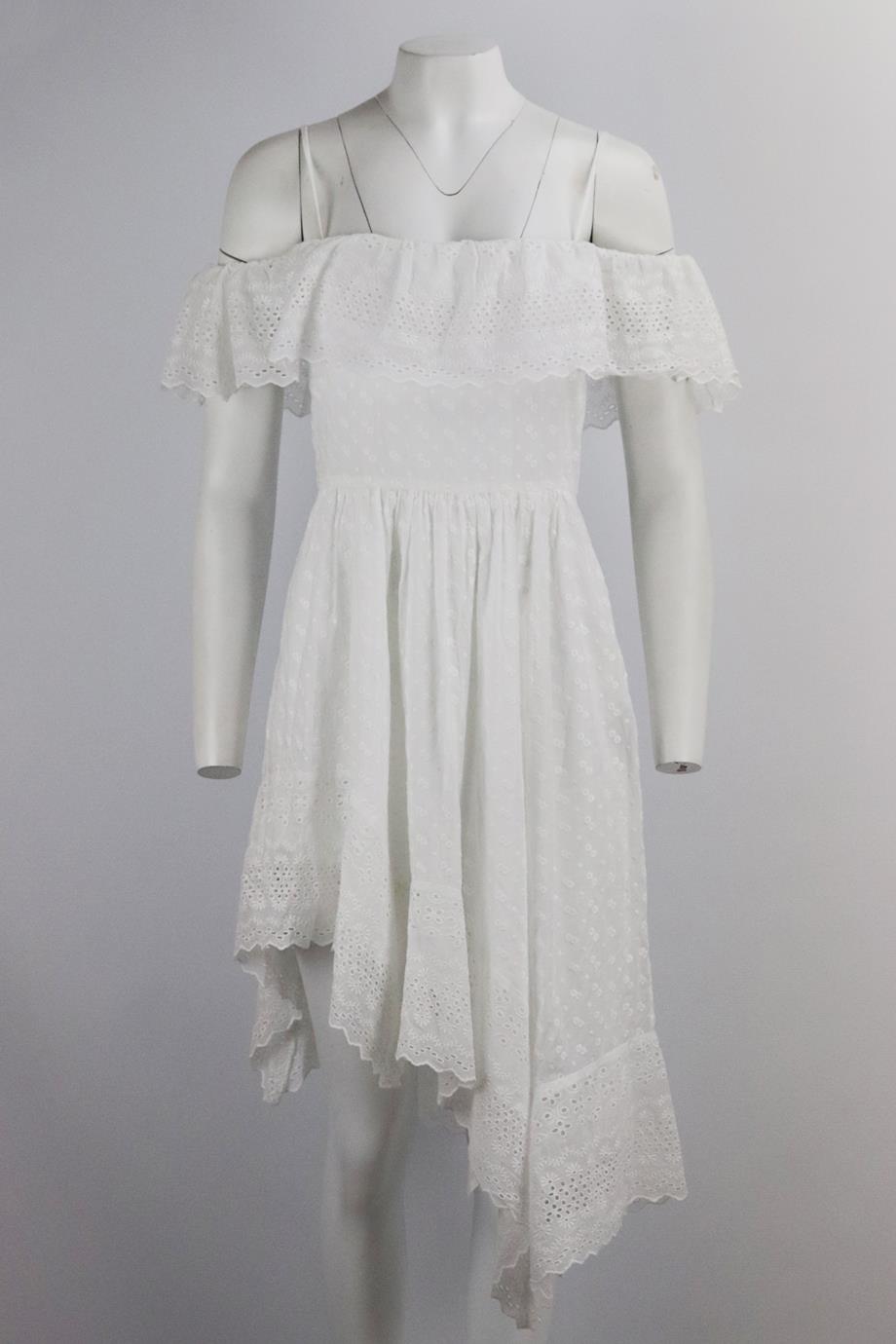 ISABEL MARANT ÉTOILE ASYMMETRIC BRODERIE ANGLAISE COTTON DRESS FR 38 UK 10