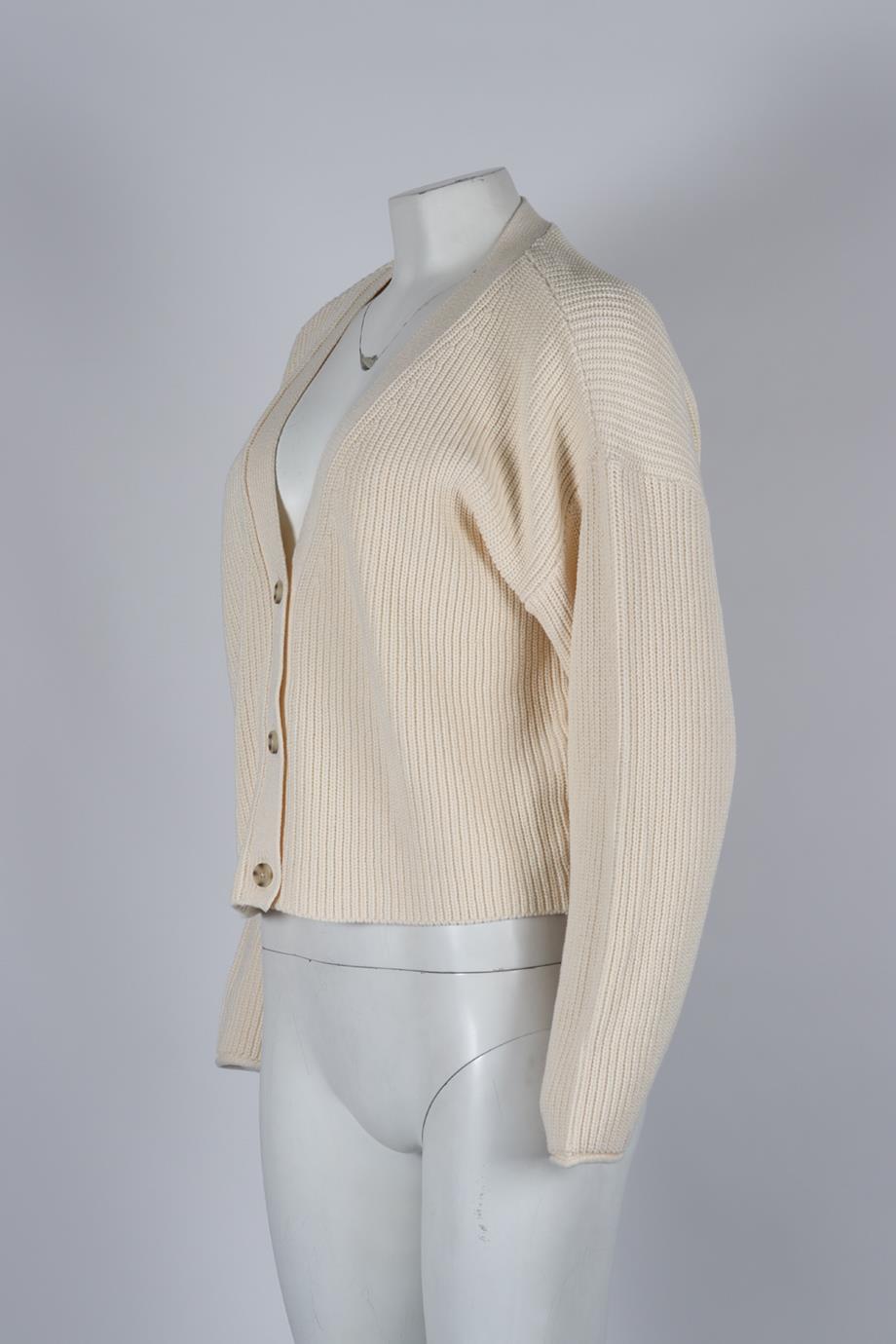 REFORMATION RIBBED COTTON CARDIGAN MEDIUM