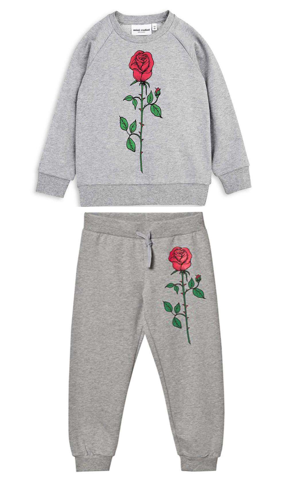 MINI RODINI KIDS ROSE PRINT COTTON TRACKSUIT 4-5 YEARS