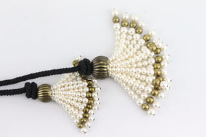 LANVIN TASSELED FAUX PEARL AND ROPE NECKLACE