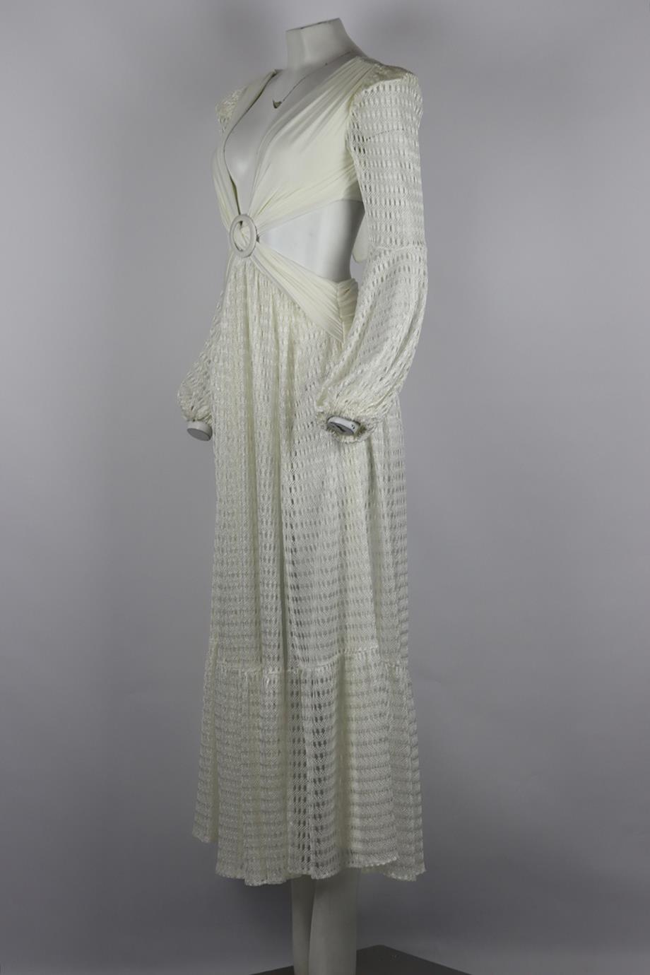 PATBO STRETCH JERSEY AND CROCHET KNIT MAXI DRESS SMALL