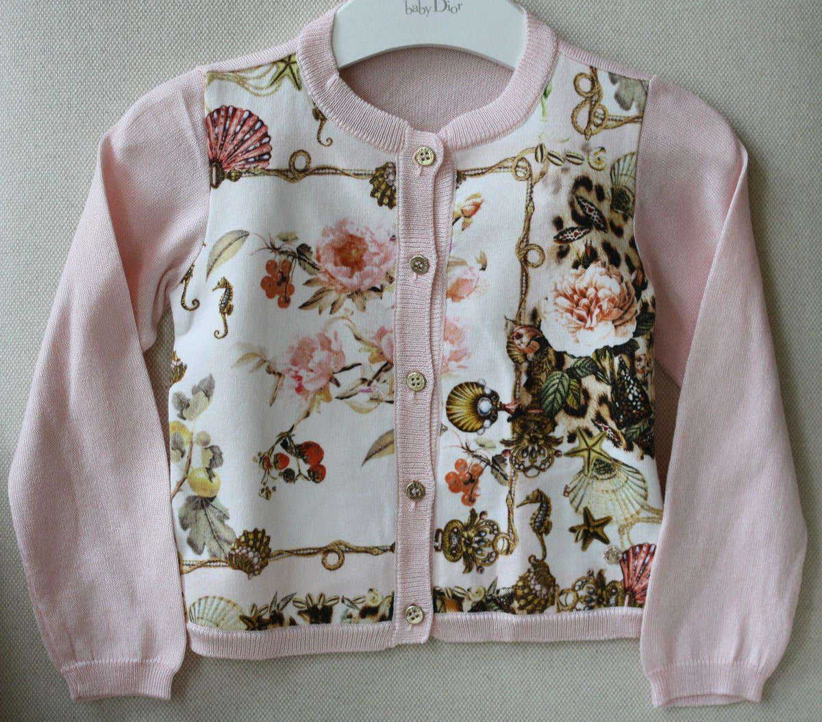 ROBERTO CAVALLI BABY VINTAGE ROSE LEOPARD CARDIGAN 24 MONTHS