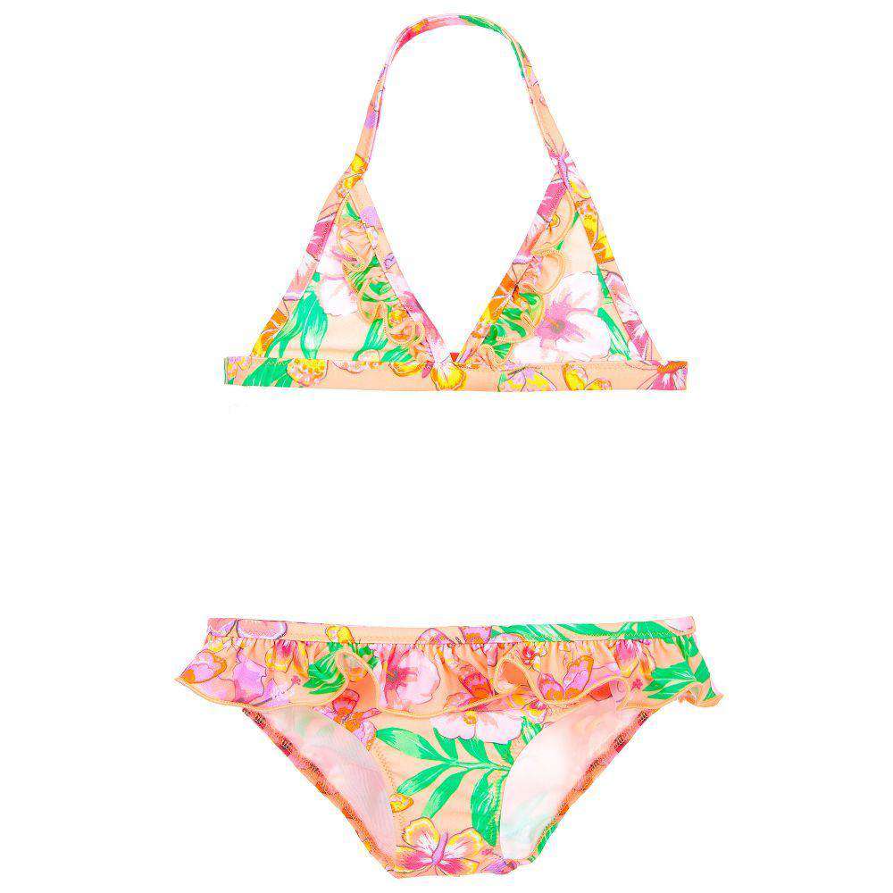 SUNUVA GIRLS ORANGE FLORAL BIKINI 3-4 YEARS