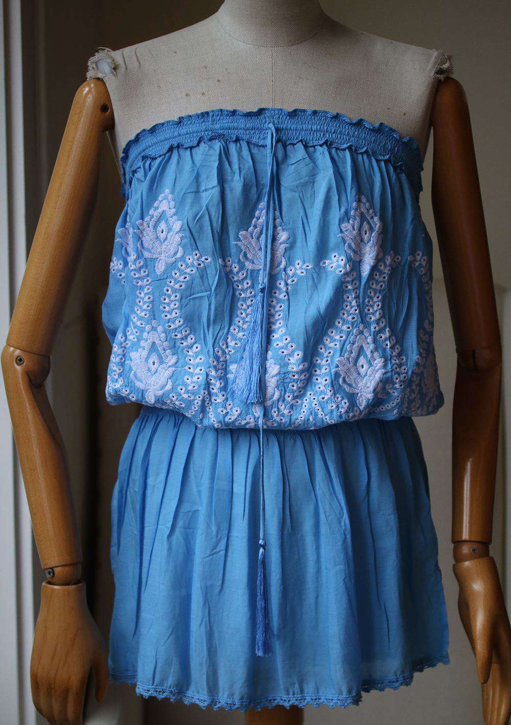 MELISSA ODABASH FRULEY CROCHET-TRIMMED EMBROIDERED DRESS SMALL
