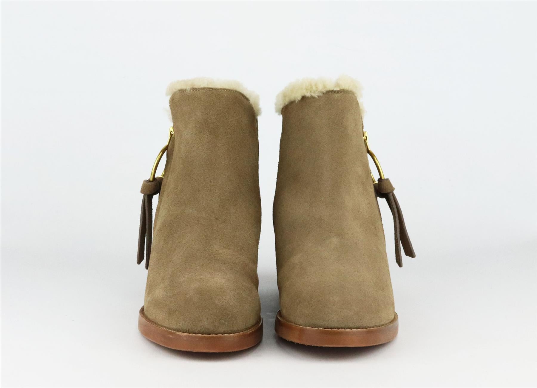 SEE BY CHLOE SHEARLING LINED SUEDE ANKLE BOOTS EU 38.5 UK 5.5 US 8.5